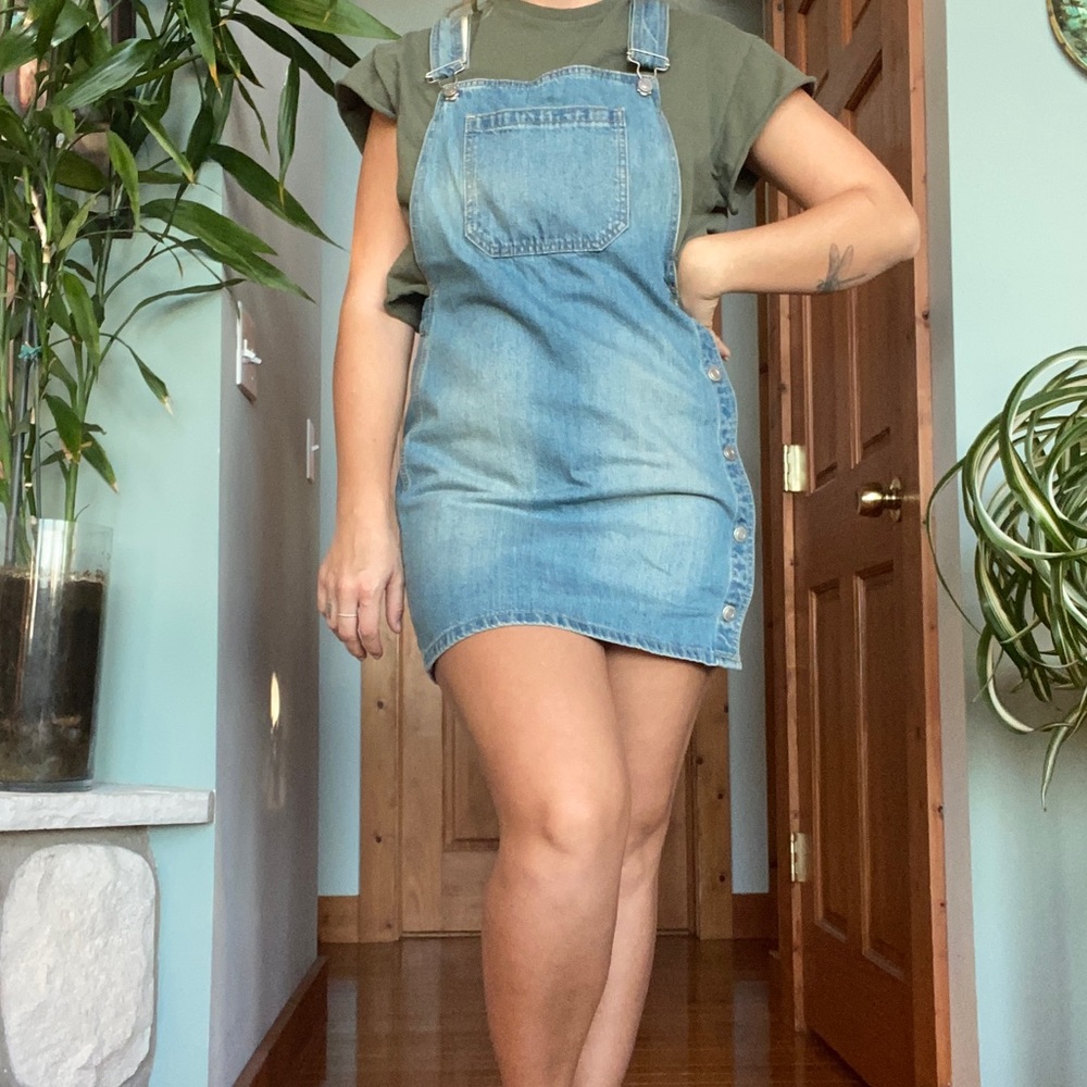 Free People Louise Denim Pinafore Dress